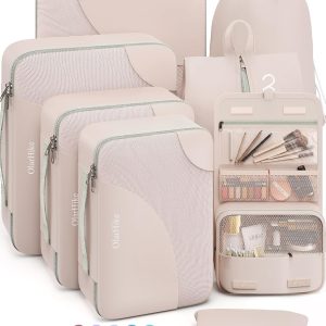 8 Set/10 Set Packing Cubes for Travel, Sturdy Suitcase Organizer in 4 Size(Extra Large, Large, Medium, Small), OlarHike Luggage Cubes with Toiletry Bag, Travel Essentials, Cruise Ship Gifts for Women