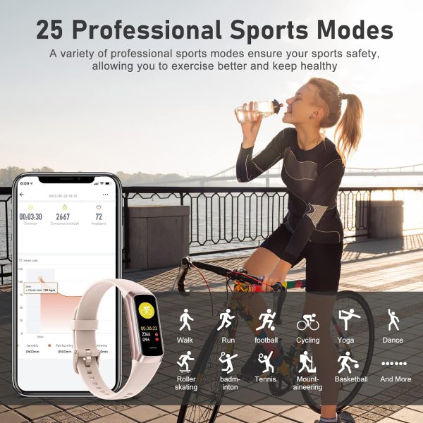 Fitness Tracker with Step Counter/Calories/Stopwatch, Activity Tracker, Health Tracker with Heart Rate Monitor, Sleep Tracker,1.10''AMOLED Touch Color Screen, Pedometer Watch for Women Men Kids - Image 2