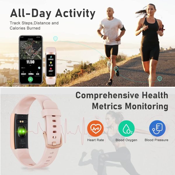 Fitness Tracker with Step Counter/Calories/Stopwatch, Activity Tracker, Health Tracker with Heart Rate Monitor, Sleep Tracker,1.10''AMOLED Touch Color Screen, Pedometer Watch for Women Men Kids - Image 3