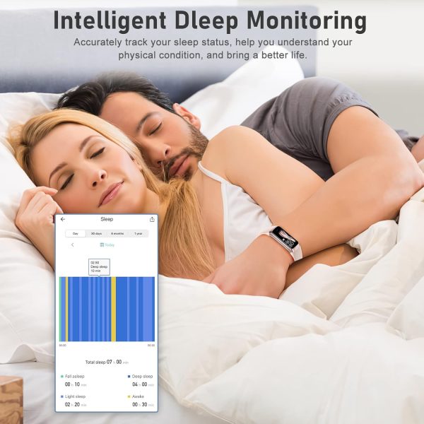 Fitness Tracker with Step Counter/Calories/Stopwatch, Activity Tracker, Health Tracker with Heart Rate Monitor, Sleep Tracker,1.10''AMOLED Touch Color Screen, Pedometer Watch for Women Men Kids - Image 4