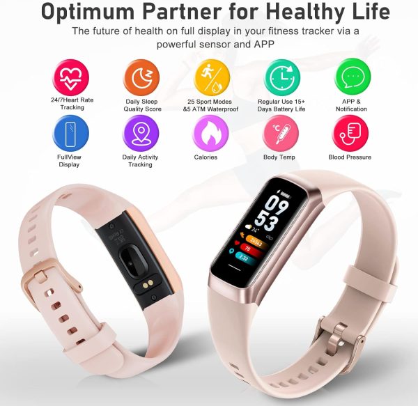 Fitness Tracker with Step Counter/Calories/Stopwatch, Activity Tracker, Health Tracker with Heart Rate Monitor, Sleep Tracker,1.10''AMOLED Touch Color Screen, Pedometer Watch for Women Men Kids - Image 5