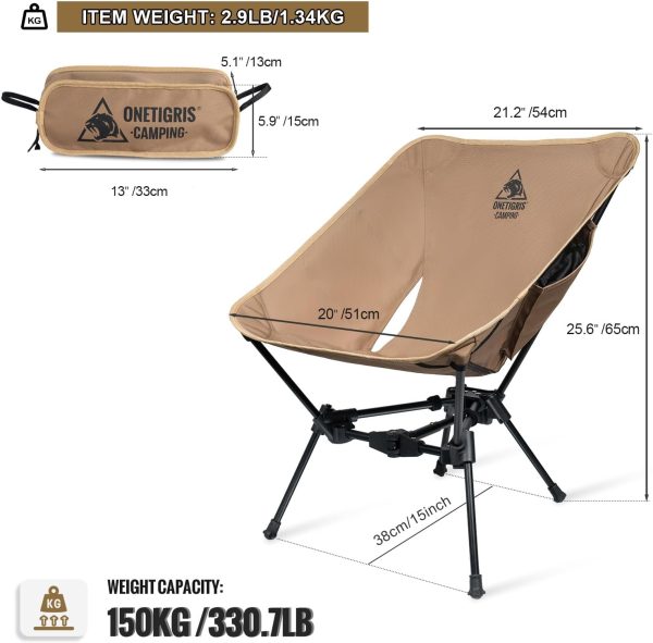 OneTigris Tigerblade Camping Chair, Lightweight Folding Backpacking Hiking Chair, Compact Portable 330 lbs Capacity - Image 3