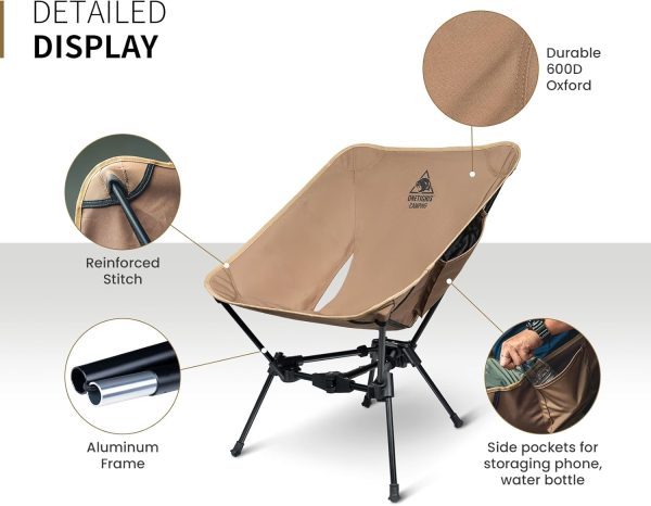 OneTigris Tigerblade Camping Chair, Lightweight Folding Backpacking Hiking Chair, Compact Portable 330 lbs Capacity - Image 6